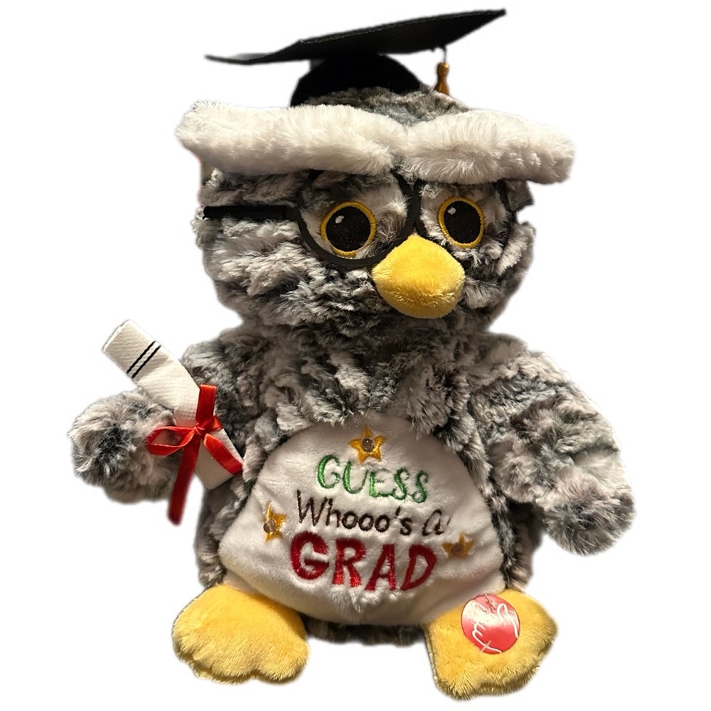 Plush Owl Graduate Gift Guess Whooo's A GRAD  Stuffed 11" -plays song‎